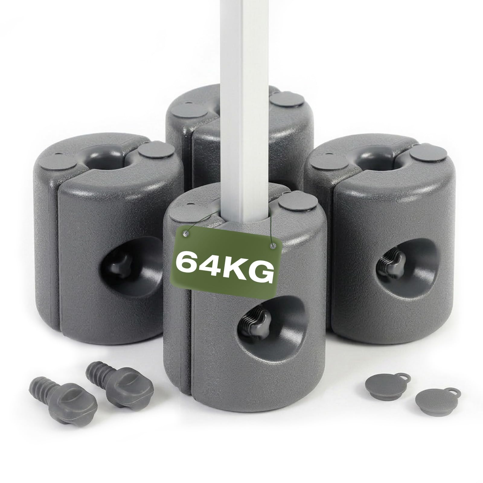 Sekey Pavillonstandfüße Pavillon Beschwerer 4er Set Wasser/Sand Befüllbar | Wetterfestes HDPE, Einfache Montage, Maximale Stabilität, Universal Pavillonstandfüße für Gartenpavillon, Grau