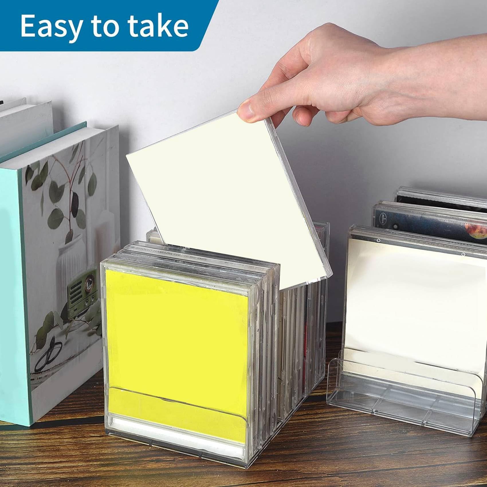 Porta CD in Acrilico Trasparente da 16 Pezzi con Espositore per CD e Dvd Fissabile, Supporto per Organizer per Porta CD, Supporto per Vassoio CD