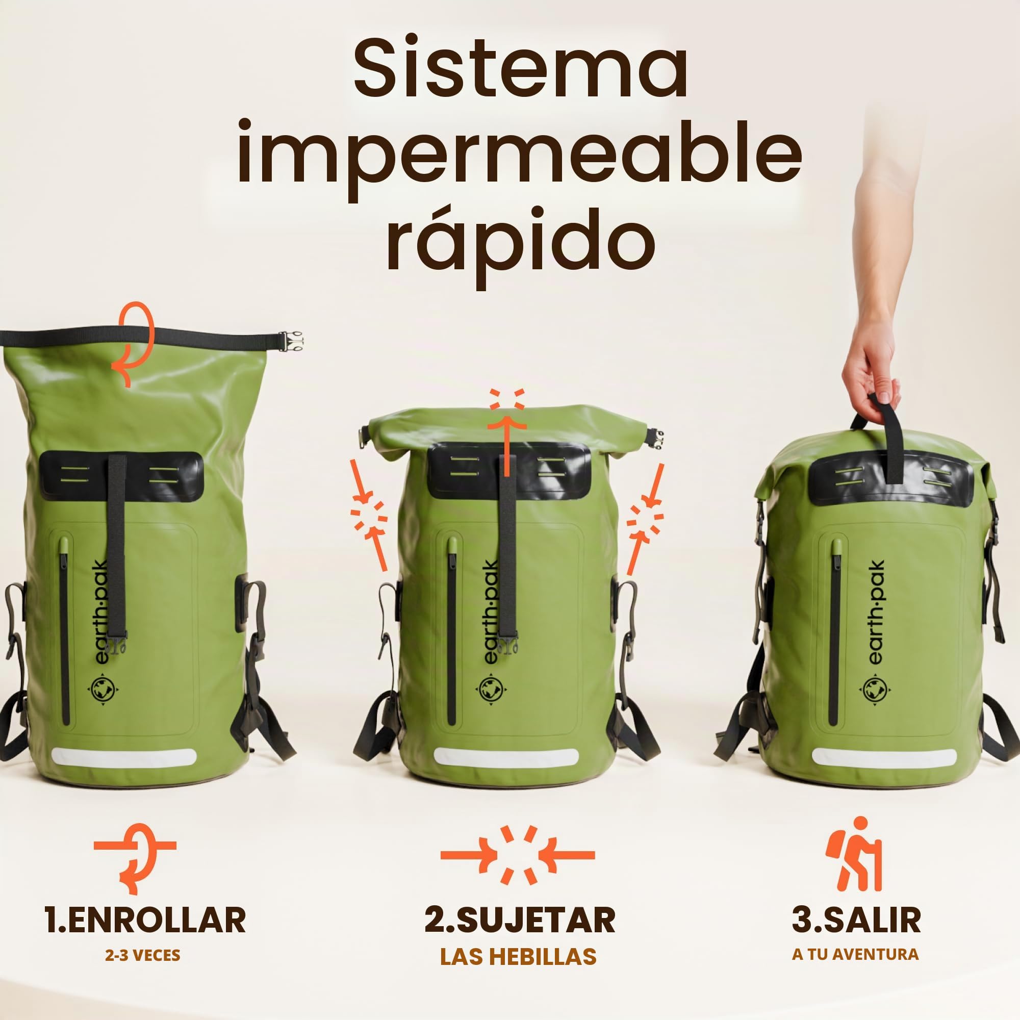 Earth Pak Mochila Impermeable Mochila Unisex adulto (Pack de 1)