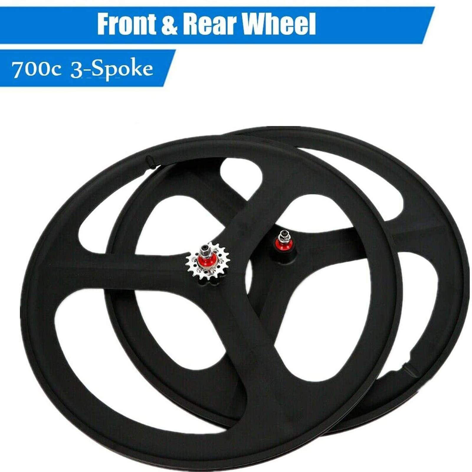 Koło rowerowe 700C, stałe koła zębate, 66.0 cm MTB Mag Wheel Set 3 szprychowe obręcze, pojedyncza prędkość, przednie tylne koła Fixie, koło typu Clincher, przednie i tylne, czarne