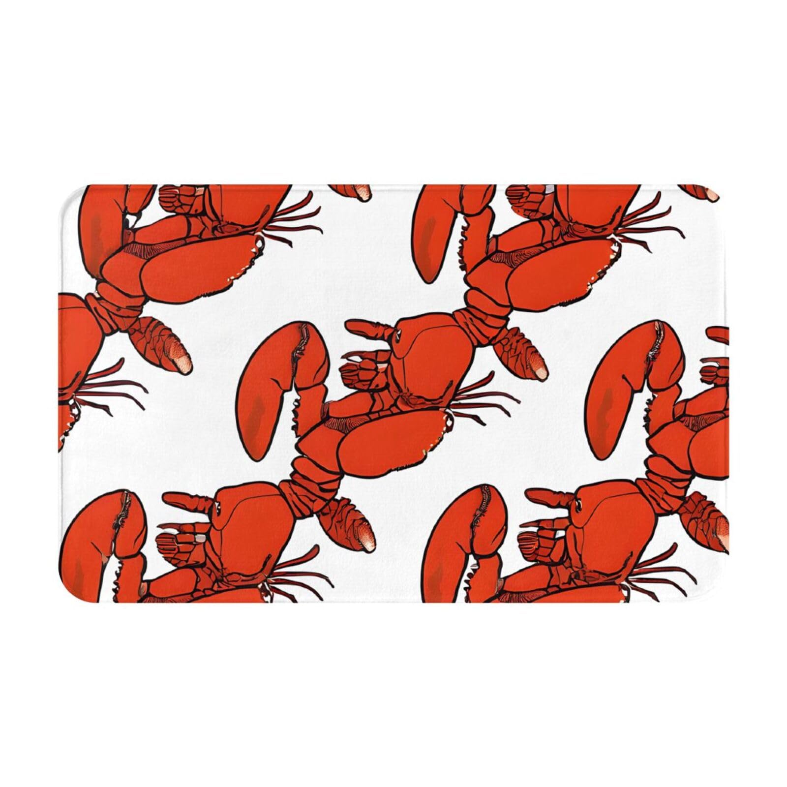Red Lobster Print Print Living Room Bathroom Kitchen Anti Slip and Absorbent Carpet, Indoor Entrance Door Muddy Floor Mat, Ultra Soft Washable Carpet 21x31.5 Inches