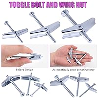 Vista 4 de Swpeet Kit de 30 pernos de palanca de 1/4 de pulgada y tuerca de ala para colgar artículos pesados en paneles de yeso