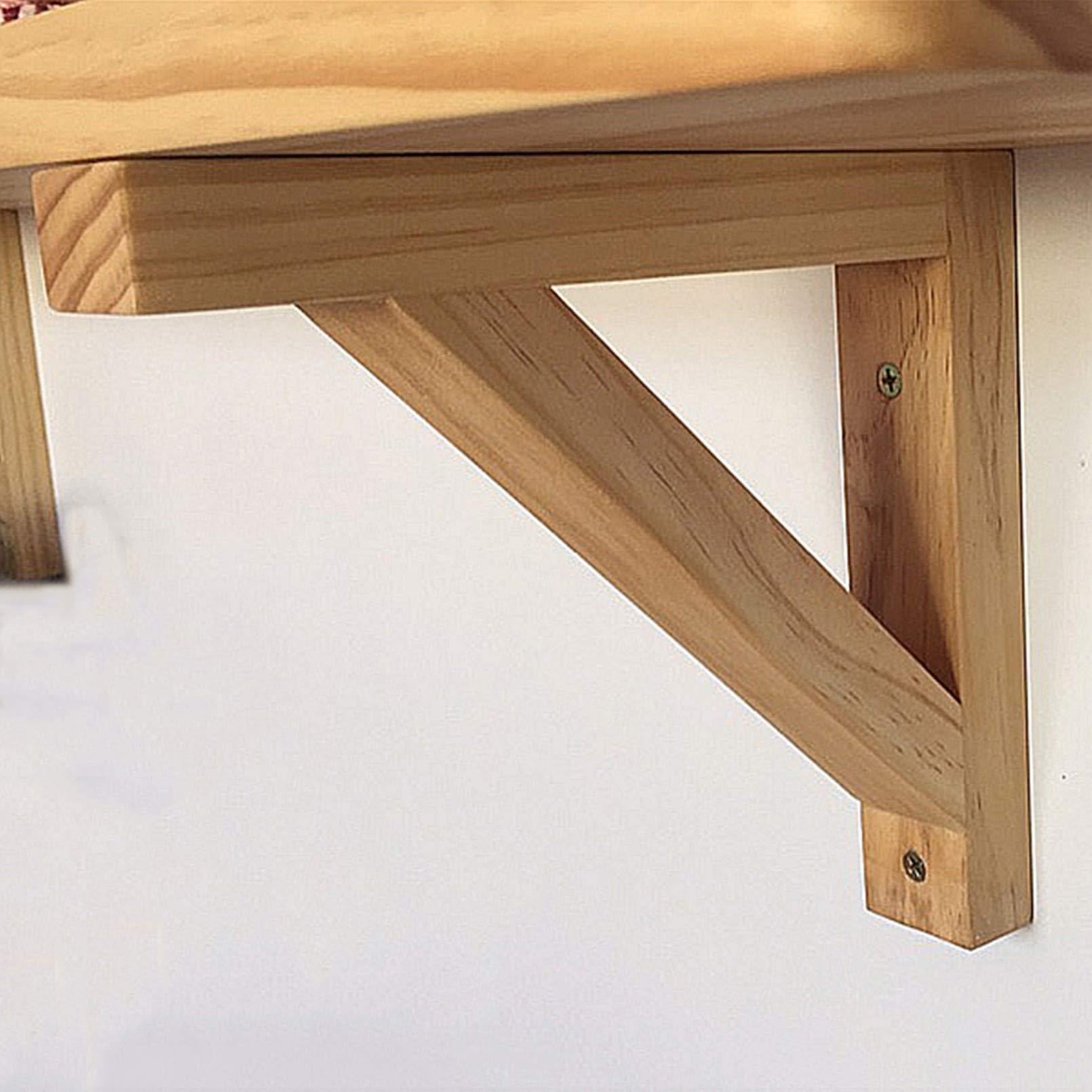 Mensole a Parete In Legno Massello,Staffe di Supporto a Triangolo In Legno,Staffa per Mensola Fissata Al Parete,Staffe per Scaffali Triangolare Angolo Retto,con Accessori,2 Pezzi(45*45cm/17.7*17.7in)