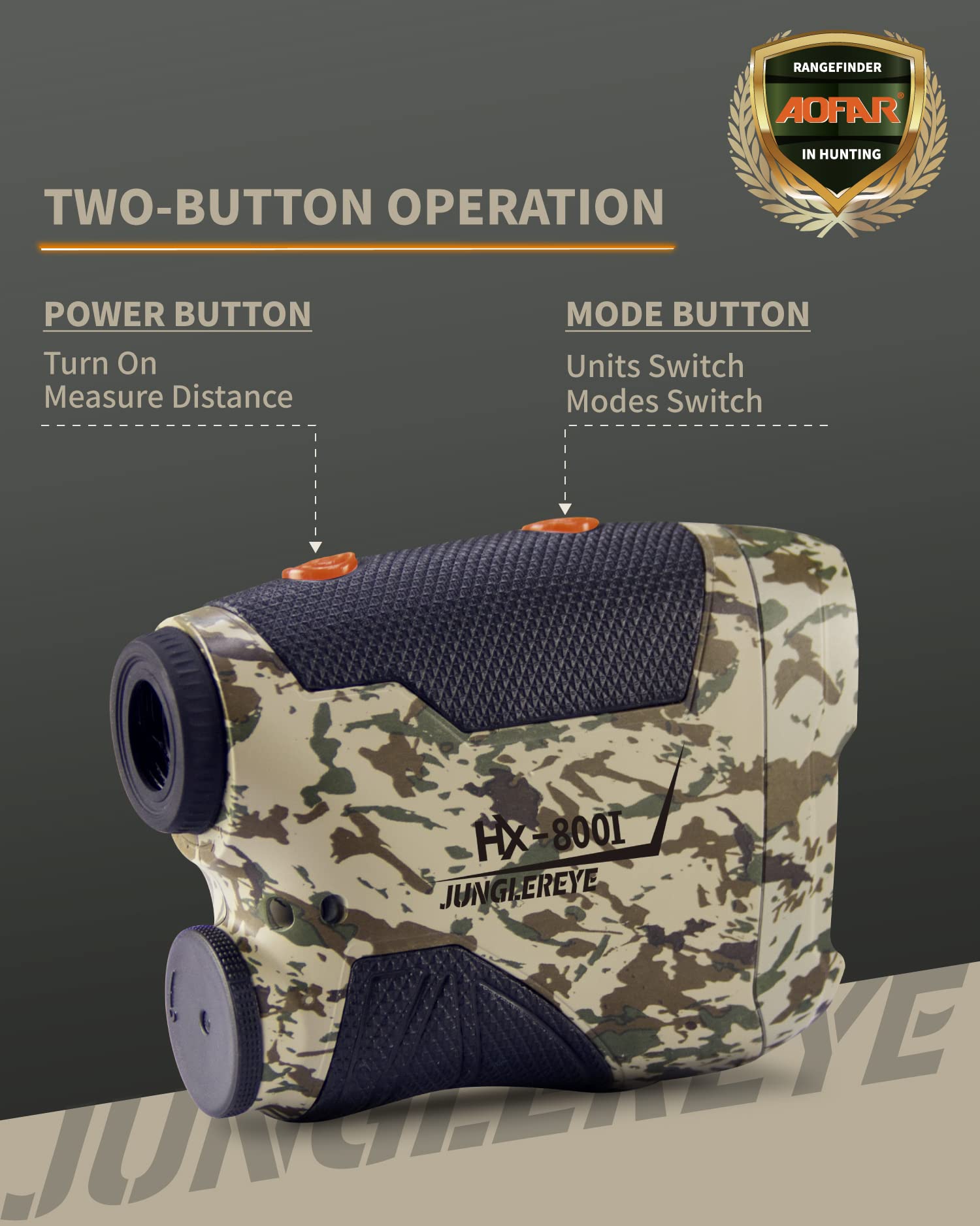 AOFAR HX-800I Telemetro Caccia 800M, Ingrandimento 6X, Impermeabile, Laser Range Finder,Modalità di Portata, Scansione e Velocità, Batteria Gratuita, Custodia per il Trasporto