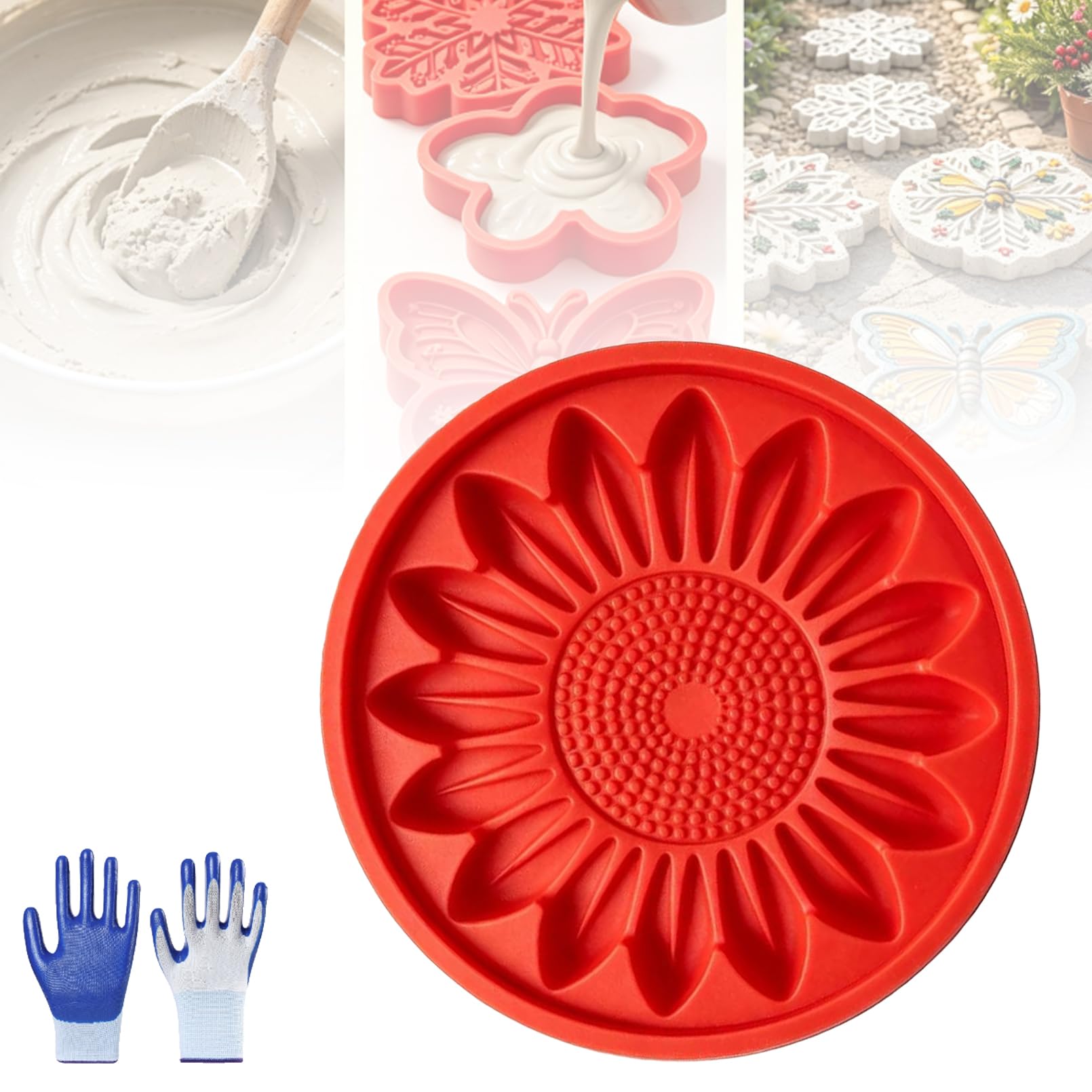 Reusable Concrete Stepping Stone Mold, Sunflower Bee Turtle ect (AA)