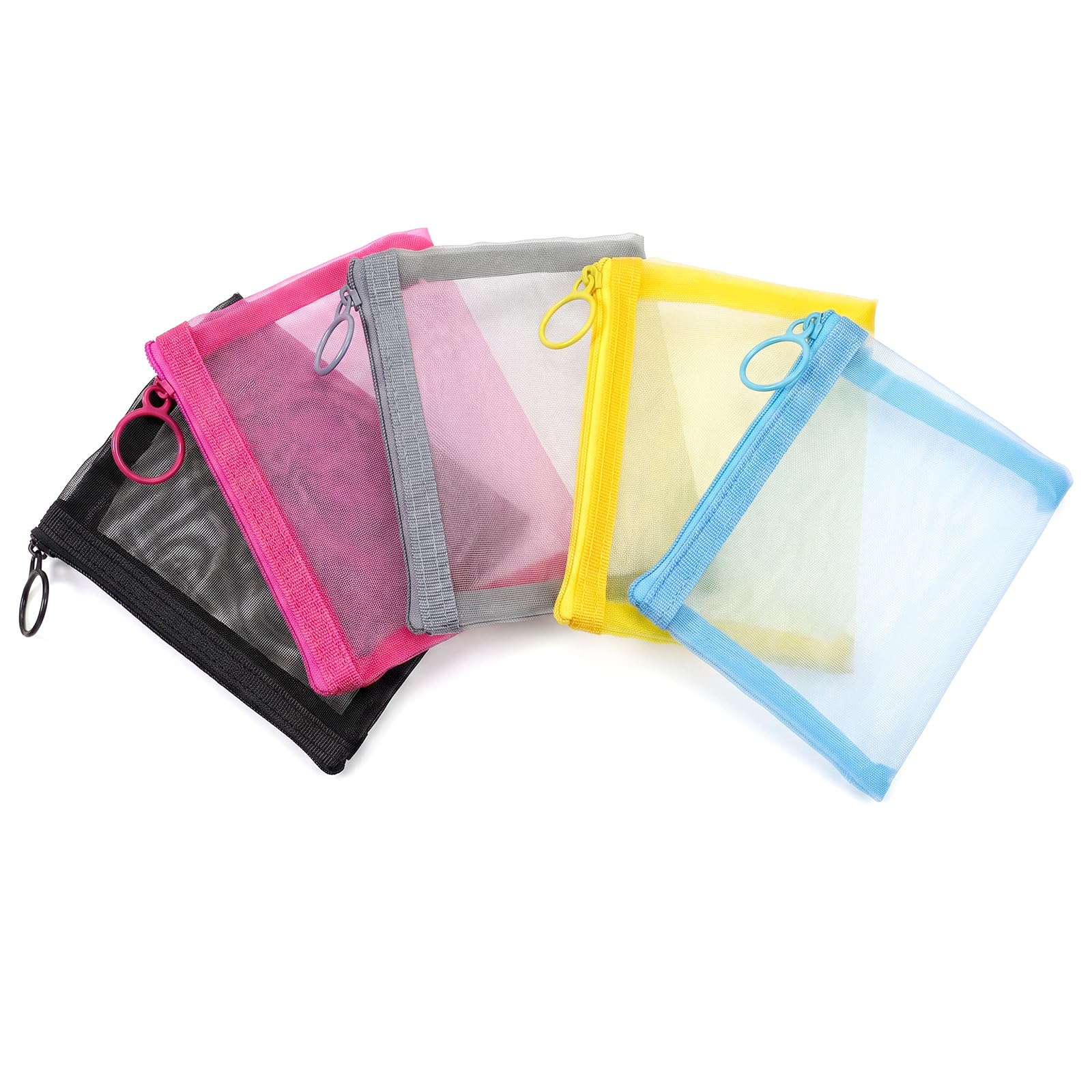 5 pack small zip pouch 5 x 4 mesh travel toiletry bag