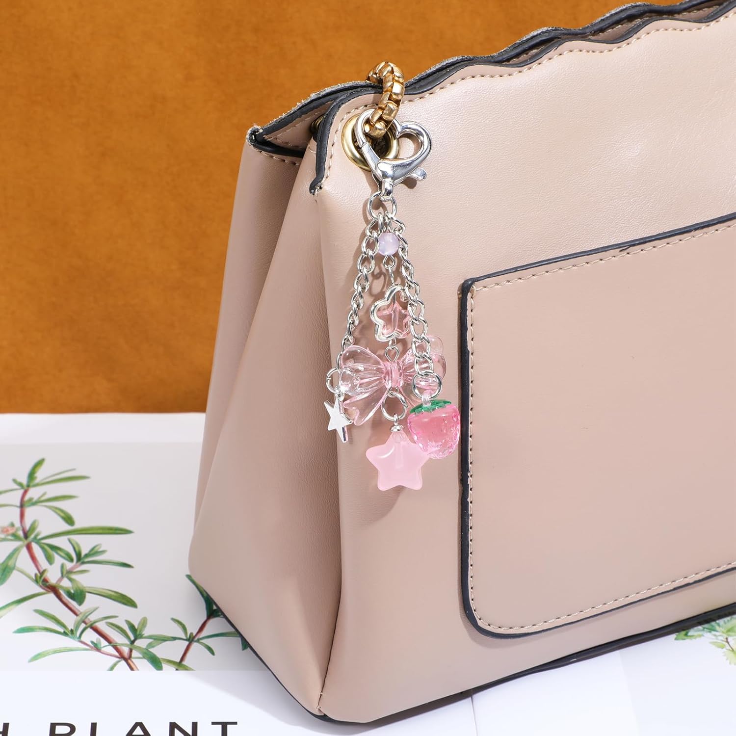 Y2K Strawberry Keychain Cute Kawaii Charms - Pink Alloy Resin Decoration for Women Bag Purse Accessories - Image 6