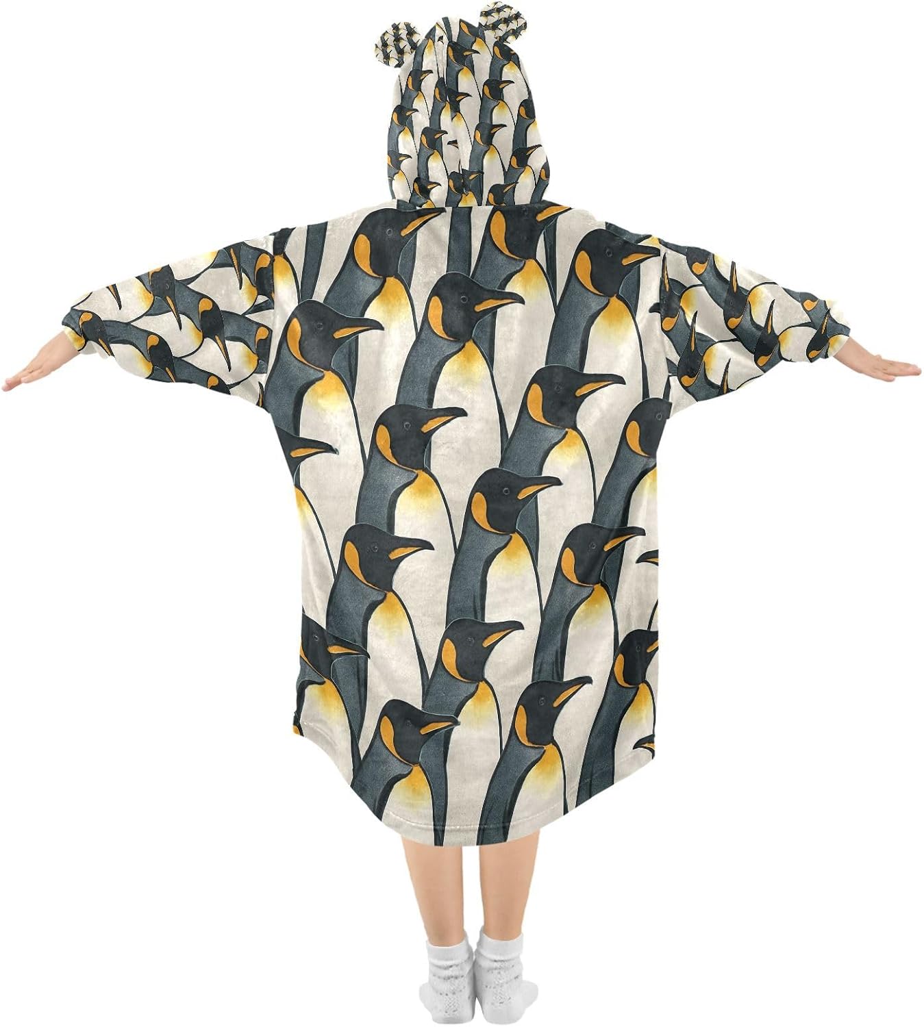 Kigai Penguin Wearable Blanket Hoodie for Kids Oversized Hooded Blanket Warm & Cozy Sweatshirt with Pockets
