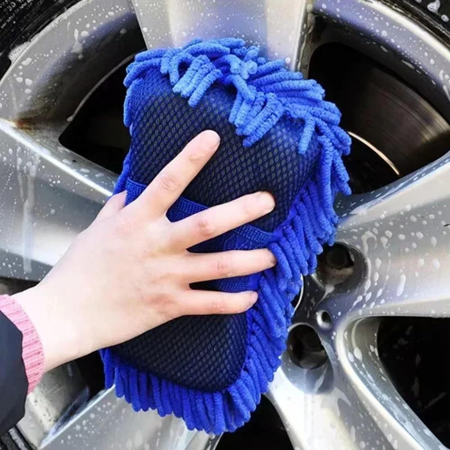 1pc Car Wash Glove Microfiber Chenille Wash Sponge Care Washing Detailing Brush Pad Multifunction Cleaning Tool