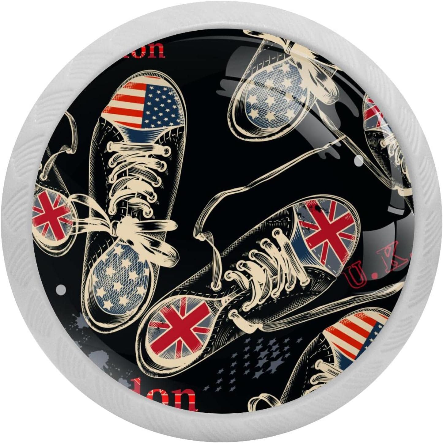 London Canvas Shoes Glow in the Dark Crystal Glass Knobs 4 Pack Drawer Handles for