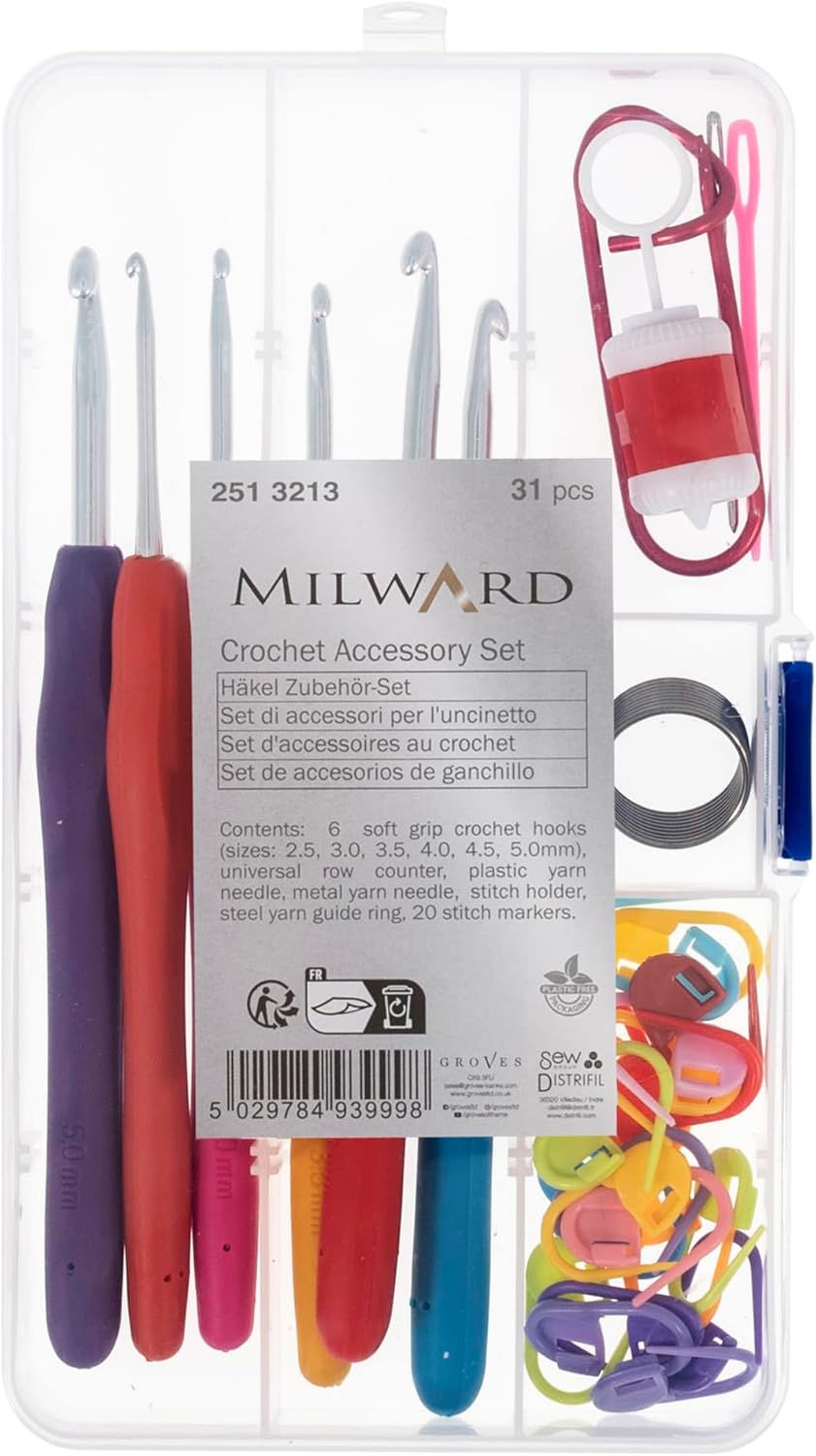 Milward Crochet Accessories, Assorted, 2 x 10 x 19.5cm