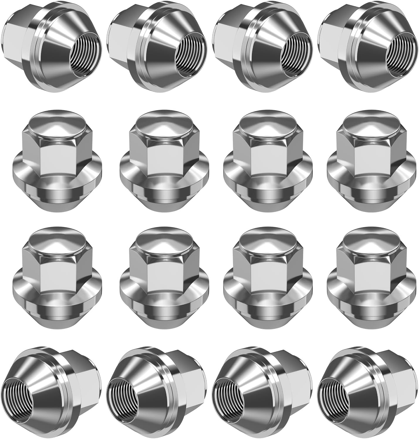RUIZHI 16 pcs Alloy Wheel Nuts - M12x1.5 | 19mm Hex with Taper Washer - High-Strength Lug Nuts Compatible with Ford F-150/Escort, Ford Fiesta Focus Fusion, for Lincoln (Set)