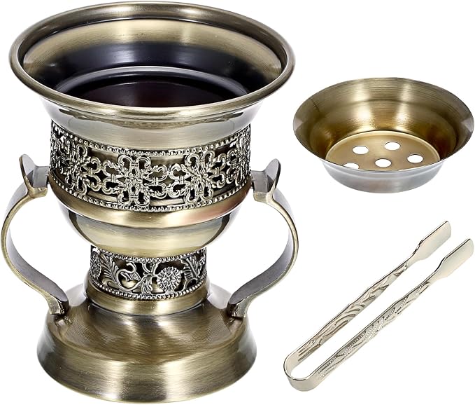 JUXYES Vintage Incense Burner Holder with Ash Catchers and Tongs
