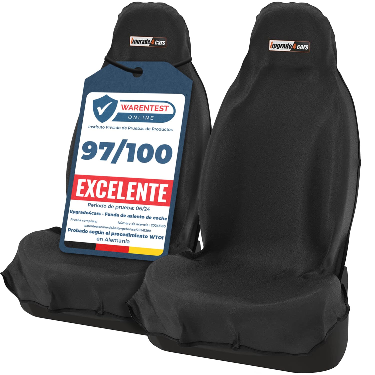 Upgrade4cars 2 x Funda de Asiento Delantero Impermeable para Coche Universal Negro