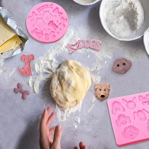 Miniatura 9 de Lindos moldes de fondant para cachorros pequeños, 3 piezas, molde de silicona con cara de hueso de casa, moldes de valla de piquete de jardín para