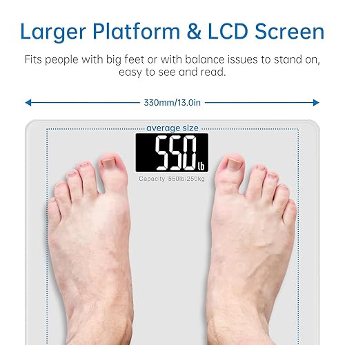 Miniatura 2 de Lepulse Báscula para peso corporal 550 libras de capacidad extra alta, báscula de peso de alta precisión, báscula inteligente Bluetooth IMC con