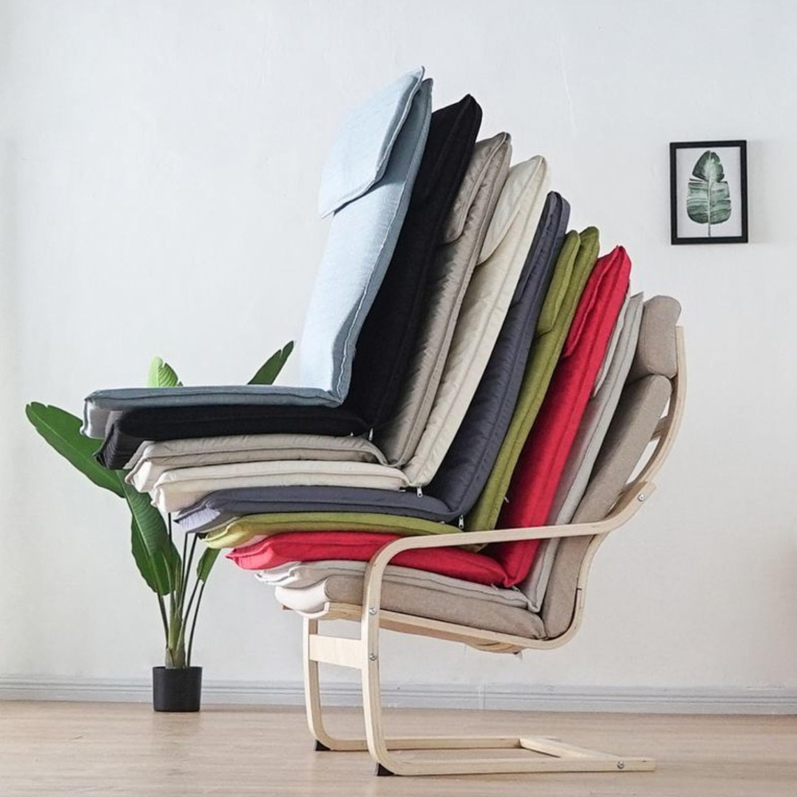 Coussin De Remplacement pour Chaise Poang, Housse De Fauteuil Multicolore, Coussin De Chaise De Salon Durable Poang, Housse De Chaise Lavable Et Amovible,Noir