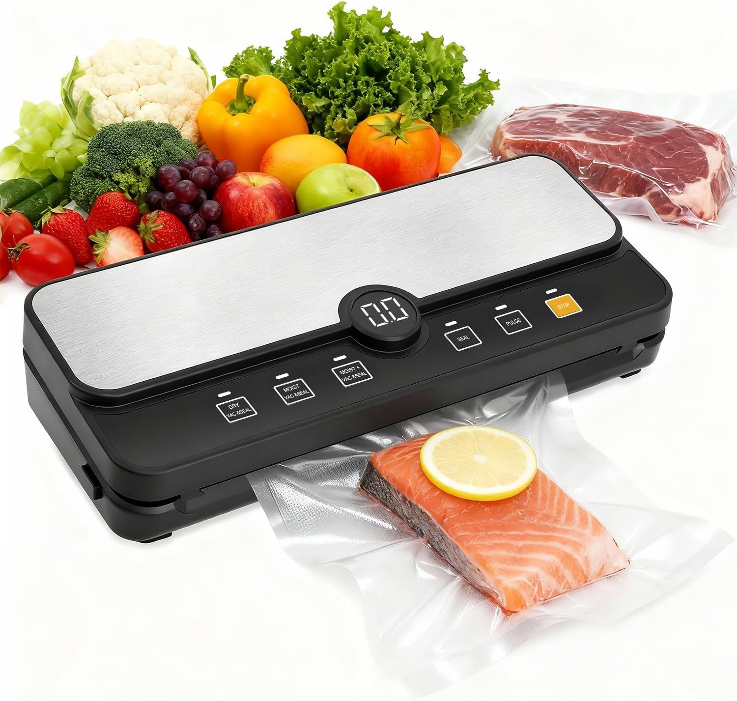 60KPa Vacuum Sealer Machine-Fully Automatic Food Sealer with 10-in-1 System