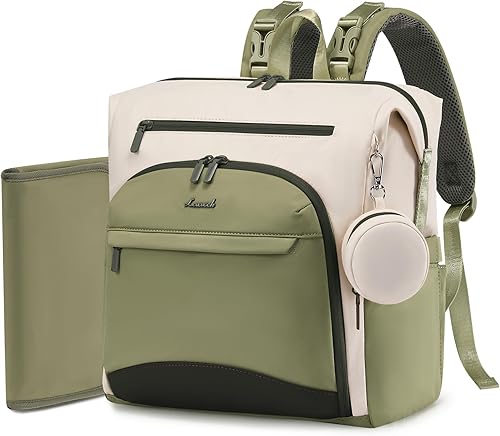 Miniatura 7 de LOVEVOOK Mochila para pañales, bolsa de bebé con cambiador, mochila impermeable para pañales para mamá papá, linda bolsa de mamá para niño y niña