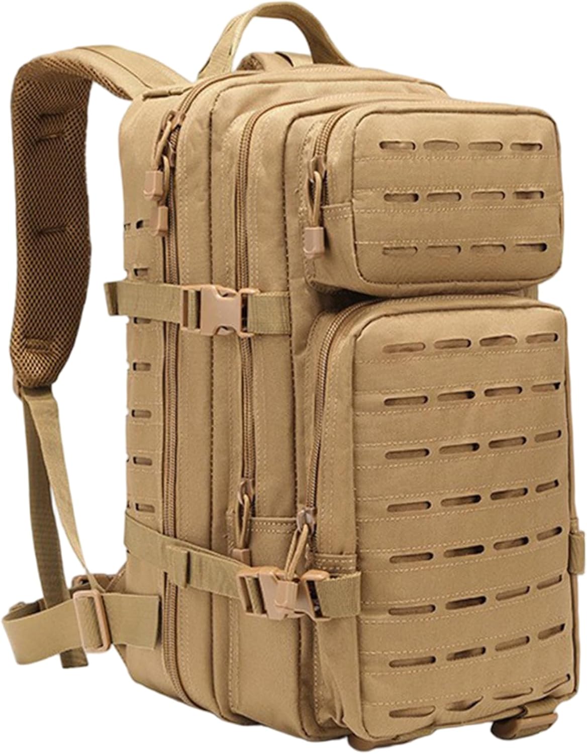 Tacticals Backpack for Men Molle System Survival Backpack Water-Resistant Multifunctional Hunting Bag for Travel Camping Hiking Sports, Khaki Hunting Survival Tacticals Bag