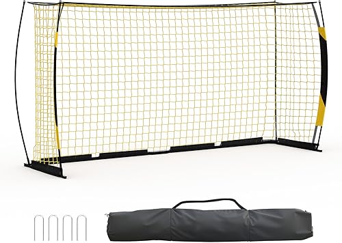 Soccer Goal 12x6 ft for Backyard, Portable & Collapsible, Heavy Duty Metal Base, Quick Set Up Training Net, Weather-Resistant with Carry Bag for