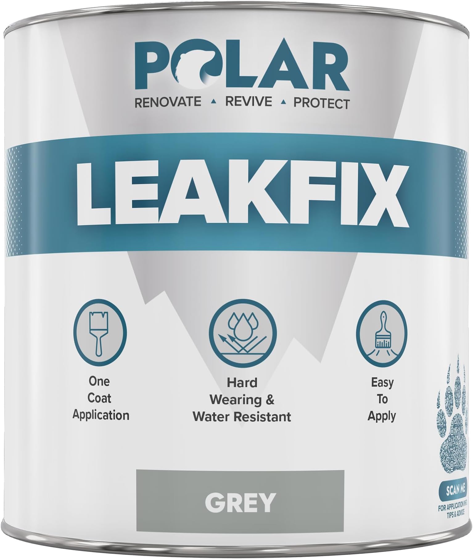 Polar Leak Seal Paint - 500ml, Grey - Waterproof Roof Sealant for Leaks & Cracks - Seals and Protects Roofs, Gutters, & Drainpipes from UV Damage - Easy One Coat Application