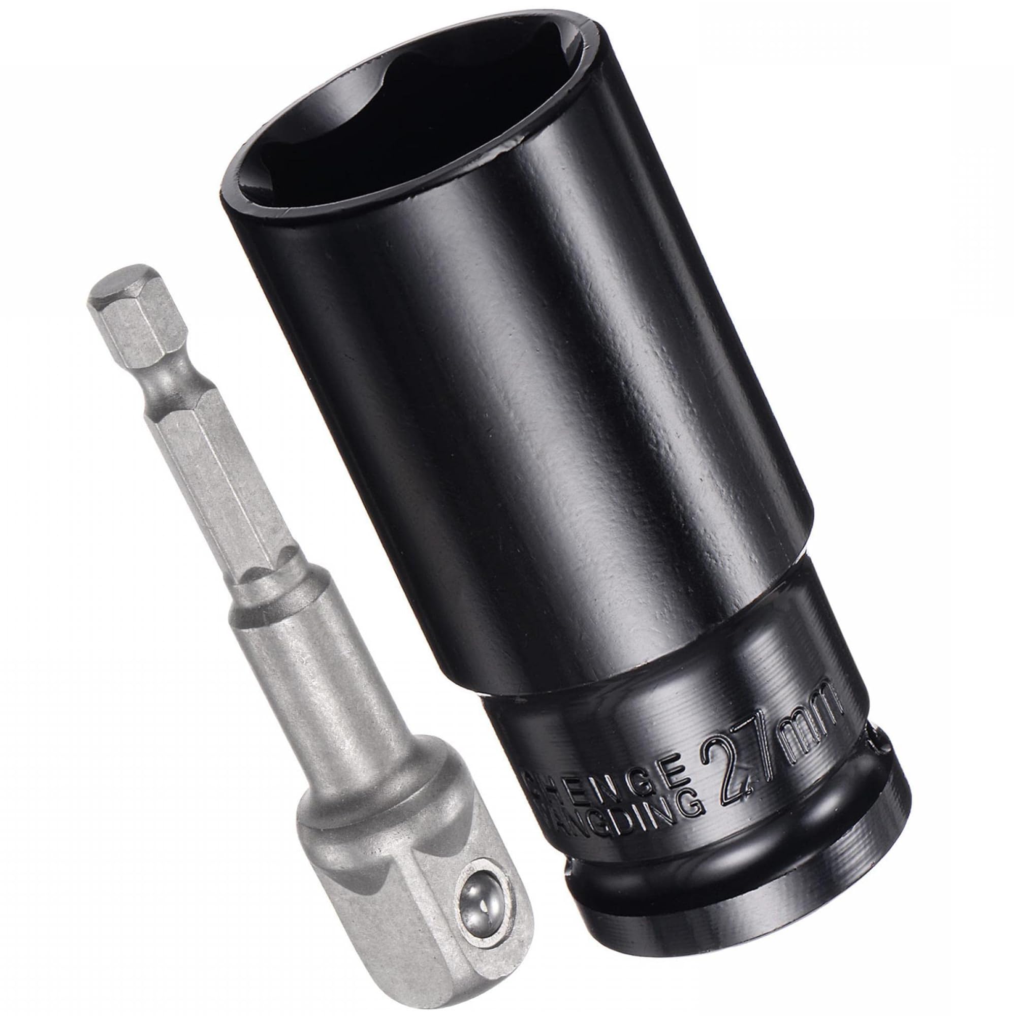 TA-VIGOR 1/2" Drive Socket Accessory Set, 27mm 6-Point Deep Impact Sockets 3" Length and 1/2" to 1/4" Hex Shank Adapters
