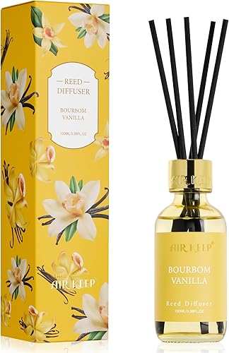 Miniatura 10 de Airkeep Juego de aceite difusor de varillas con varillas de caña, difusor de aroma de aceite de aromaterapia de vainilla para el hogar, oficina,