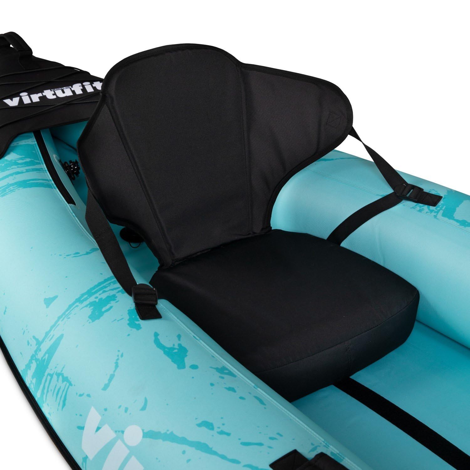 VirtuFit Kayak 335 Gonfiabile - 2 + 1 Persone + Opzione 3° Sedile - Include 2 pagaie, pompa a mano, borsa per il trasporto e 2 pinne, per mare, fiume e lago, costruzione stabile, 335 cm, turchese