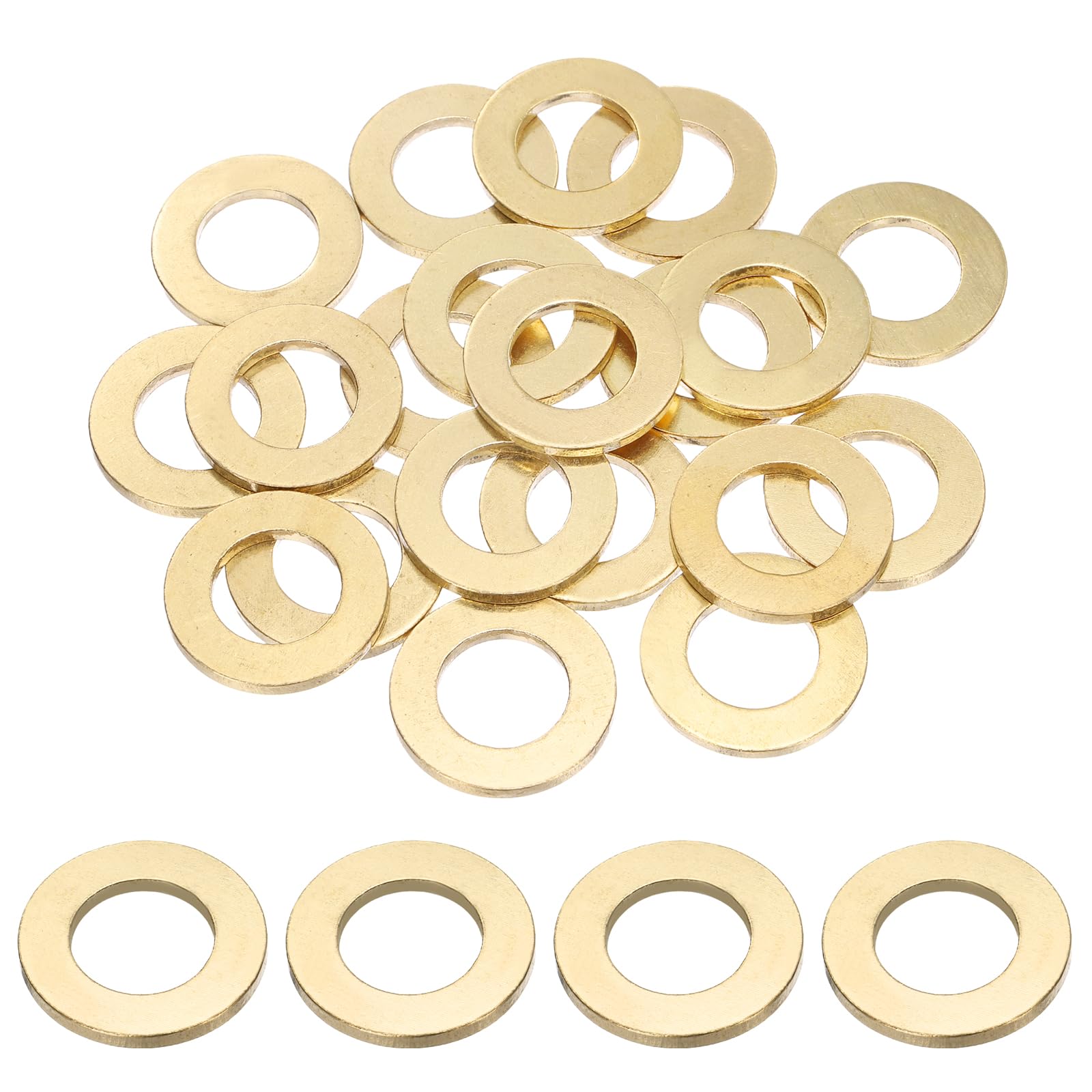 sourcing map 20Pcs M16 Brass Flat Washer, 30mm OD x 16mm ID x 2.5mm Thickness Metal Sealing Washers, Metric Sealing Ring Gasket for Screws Bolts Nuts