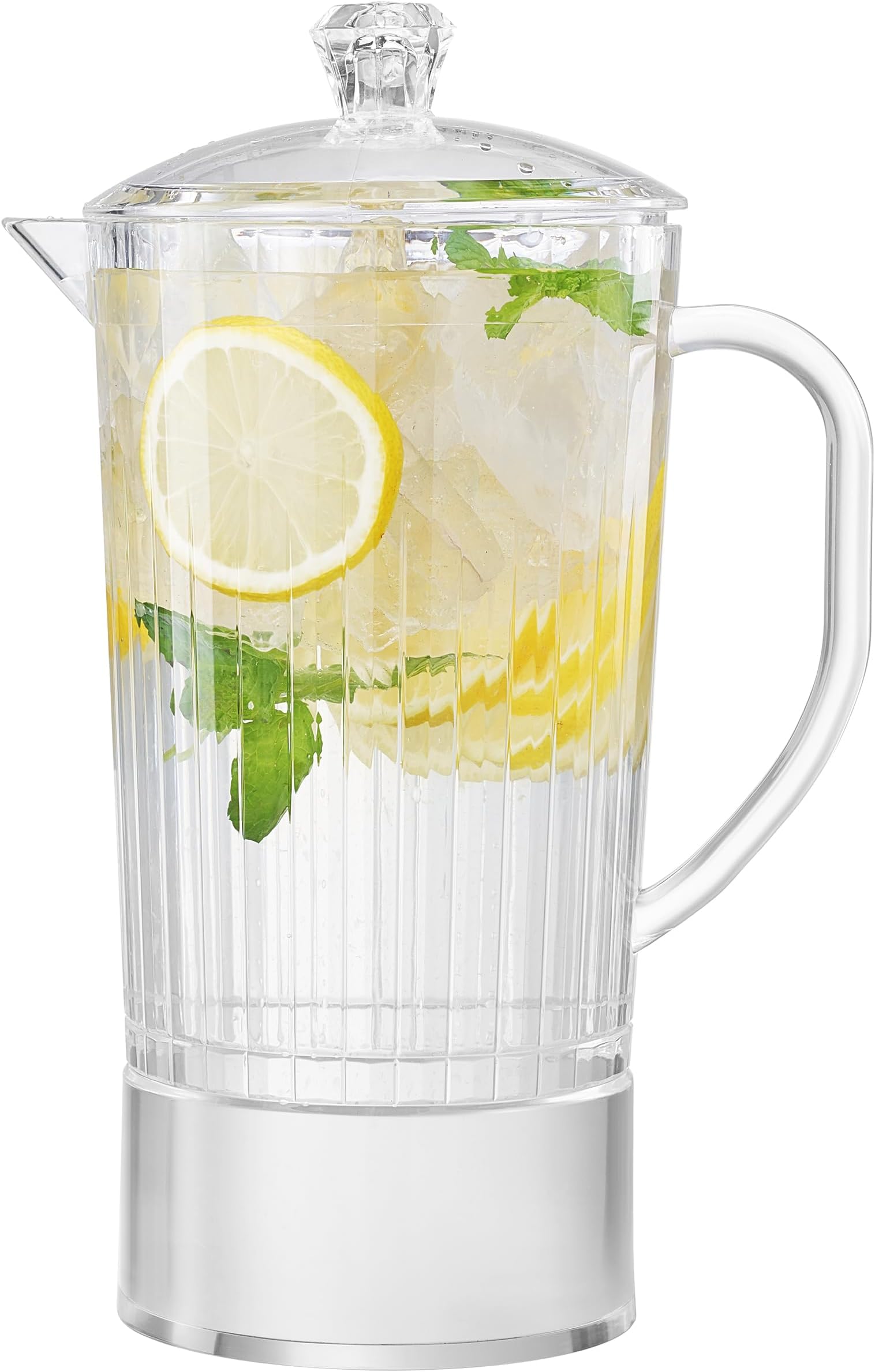 Acrylic Classic Beverage Pitcher with Lid (65 oz) Plastic Water, Sangria, Lemonade, Margarita, Juice, Iced Tea Pitchers, Clear Tritan Glassware Lookalike, Dishwasher Safe BPA-Free