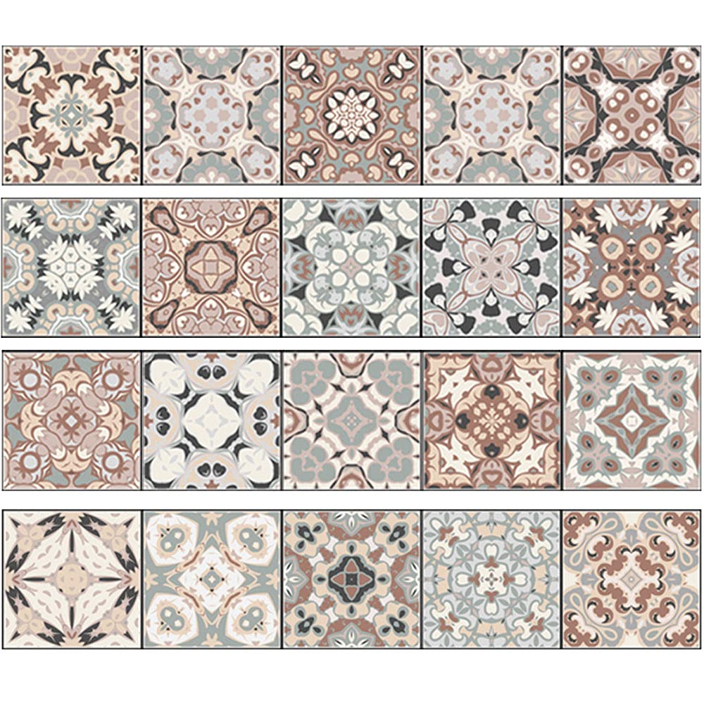 40pc Tile Stickers,Retro Traditional Wall Tile Transfers Stickers Self-Adhesive Peel and Stick Waterproof Kitchen Bathroom DIY Backsplash (6x6in,15x15cm)