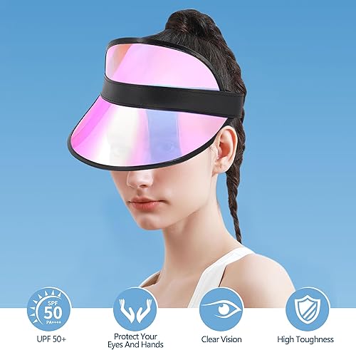 Miniatura 73 de Surkat Viseras solares transparentes de plástico con protección UV, sombrero para la cabeza, sombrero para golf, tenis, playa, ciclismo 1 paquete