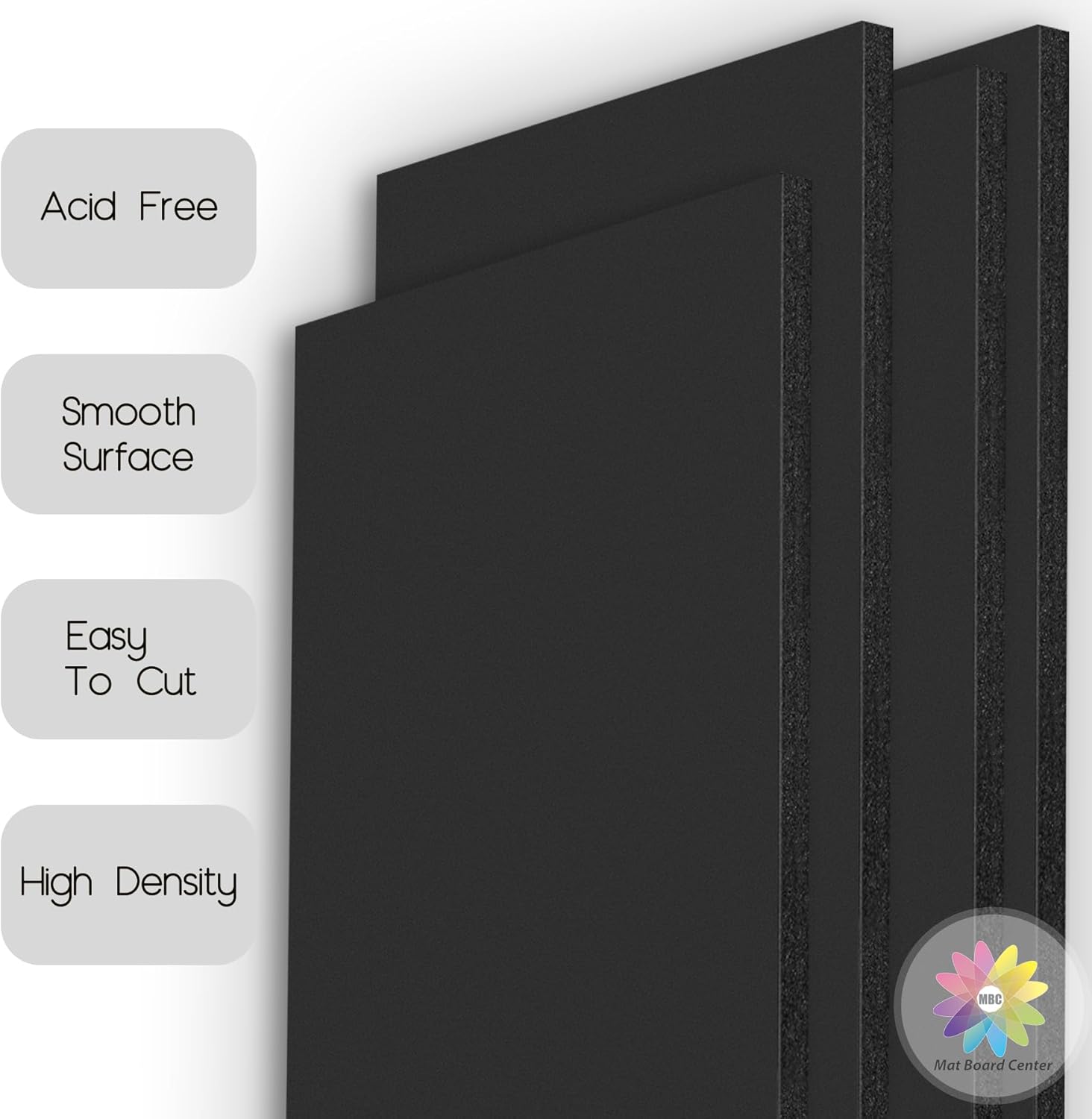 Mat Board Center Premium Black Foam Core Board - 24x36 Inches, 3/16" Thick - 10 Pack, Acid-Free - Ideal for Mounting, Crafts, Art, and Presentations