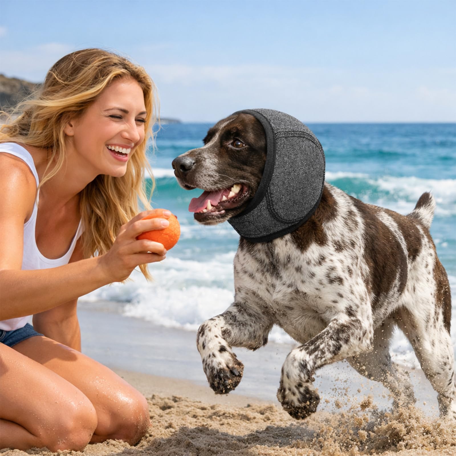Protector de oídos para perros con reducción de ruido, protección auditiva impermeable para perros, protector de oídos ajustable para perros para el alivio del ruido, nadar, aseo (Gris)