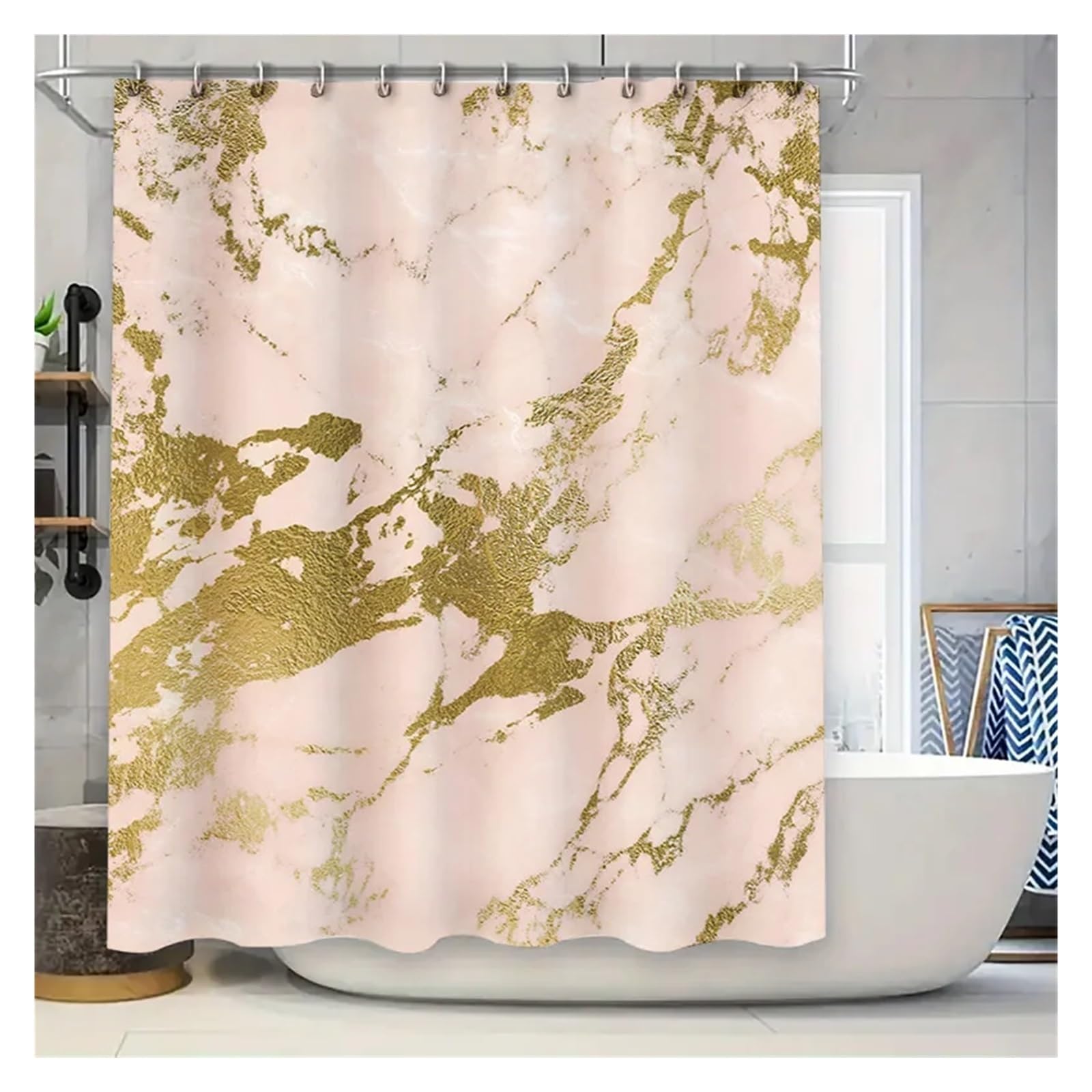 Luysgbxr Color01 Shower Curtain Floral Print Black Shower Curtain For Bathroom Decoration Home Decor Waterproof With Rings(200X180cm)