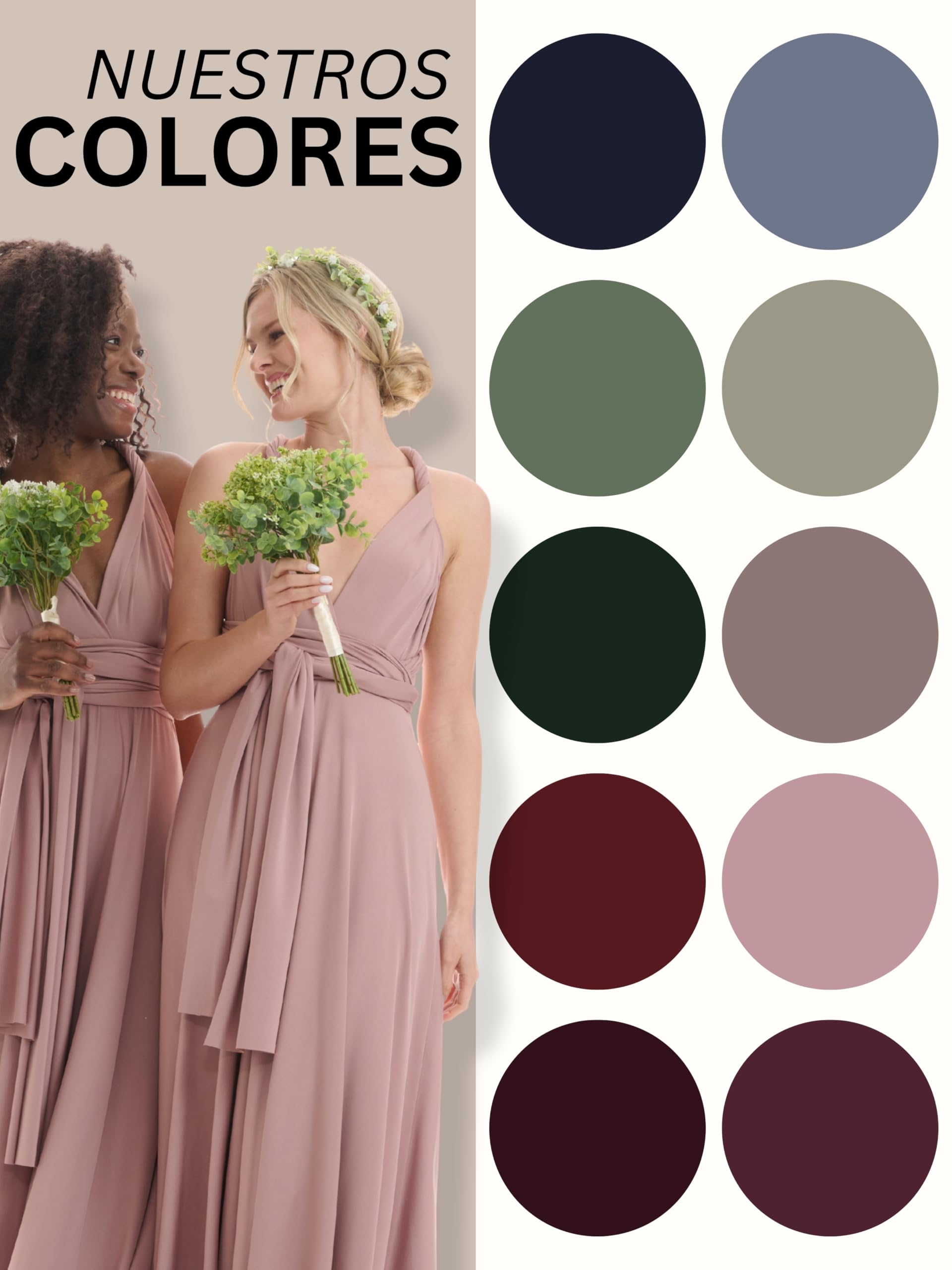 Juvell Vestido de Dama de Honor Largo Infinity Dress Maxi para Boda - 1000 | Vestido cruzado multiuso, elegante y festivo, para bodas, bailes de fin de curso y damas de honor