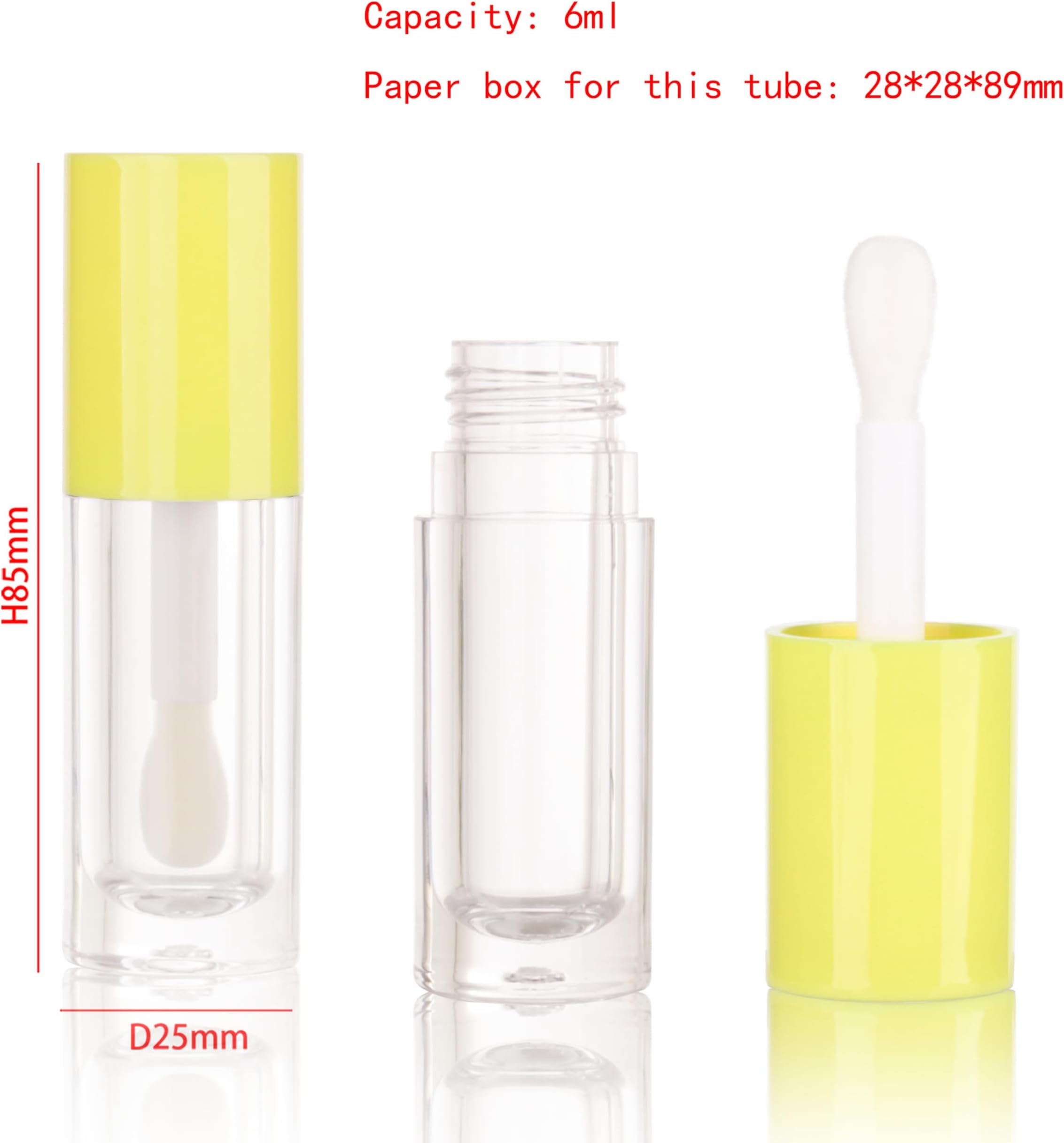 COSIDEA 14pcs Empty 6ml big doe foot wand Chunky lip gloss tubes for DIY lipgloss,Pink round lipgloss containers tubes with thick wand (Yellow)