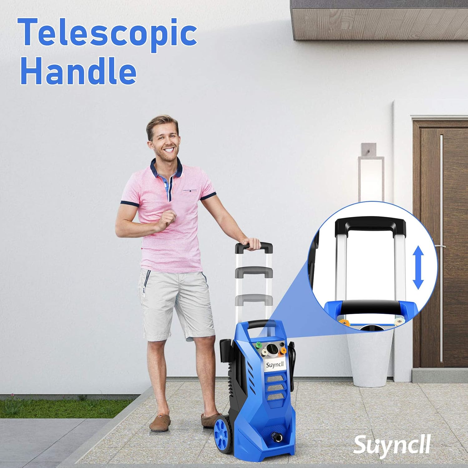 Suyncll Electric Pressure Washer 3800PSI, 2.6GPM Power Washer Cleaner with 4 Nozzles, Detergent Tank, Best for Cars/Fences/Patios (Blue) : Patio, Lawn & Garden