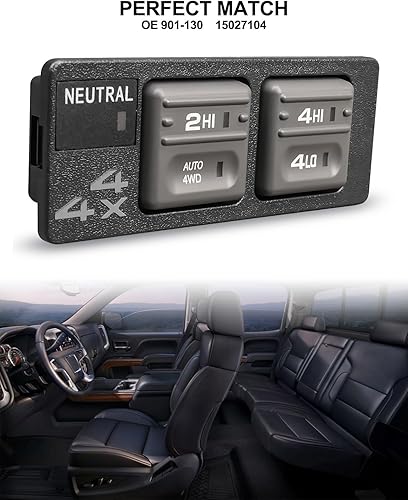 Miniatura 2 de Interruptor 4WD 4x4 compatible con Chevy GMC 1500 2500 Suburban Tahoe Yukon Cadillac Escalade 1998-2000 Reemplazar 901-130 15027104, selector de
