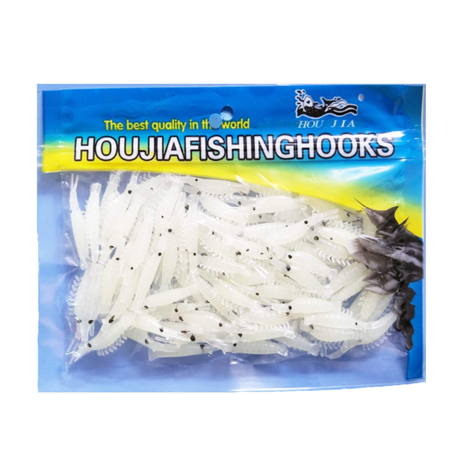 SHINsuke 100 Pcs 4.8cm Soft Lure Baits Shrimps Fishing Lures, Luminous Green Soft Shrimp Bait, Scented Micro Fishing Bait for Trout Bass Crappie, Fishing Gears Worms Glow Shrimps