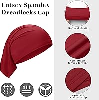 Vista 4 de SATINIOR 6 bandas de rastas para dormir, gorro de ducha para hombres, unisex, de elastano, para cabeza larga, diadema de tubo de cabeza de terror