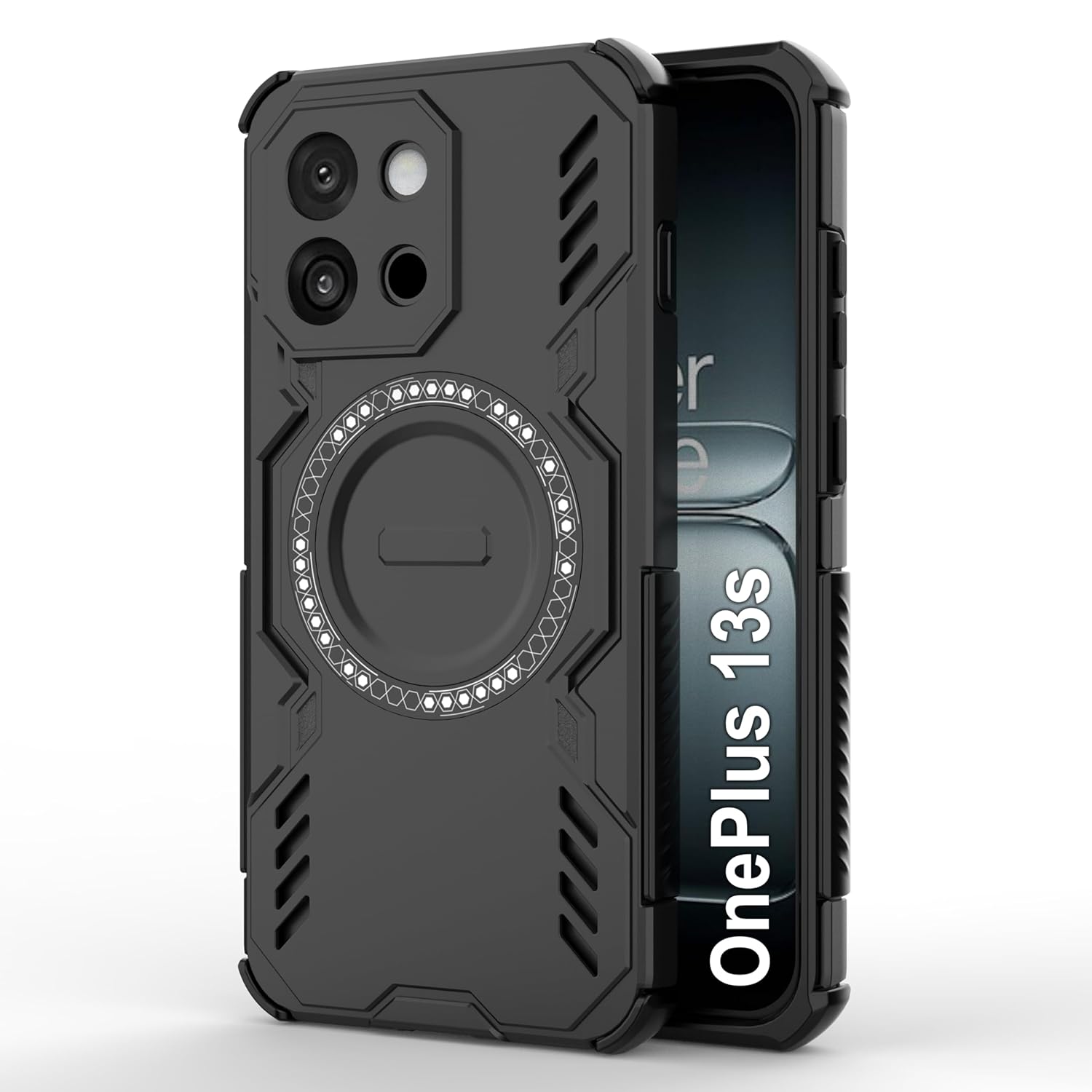 Zapcase Back Case Cover for OnePlus 13s | Magnetic Case with Built-in Metal Ring | Supports MagSafe Charger, Wallet & Car Mount | Shockproof Hybrid PC + TPU | Black Zapcase Back Case Cover for OnePlus 13s | Magnetic Case with Built-in Metal Ring | Supports MagSafe Charger, Wallet & Car Mount | Shockproof Hybrid PC + TPU | Black