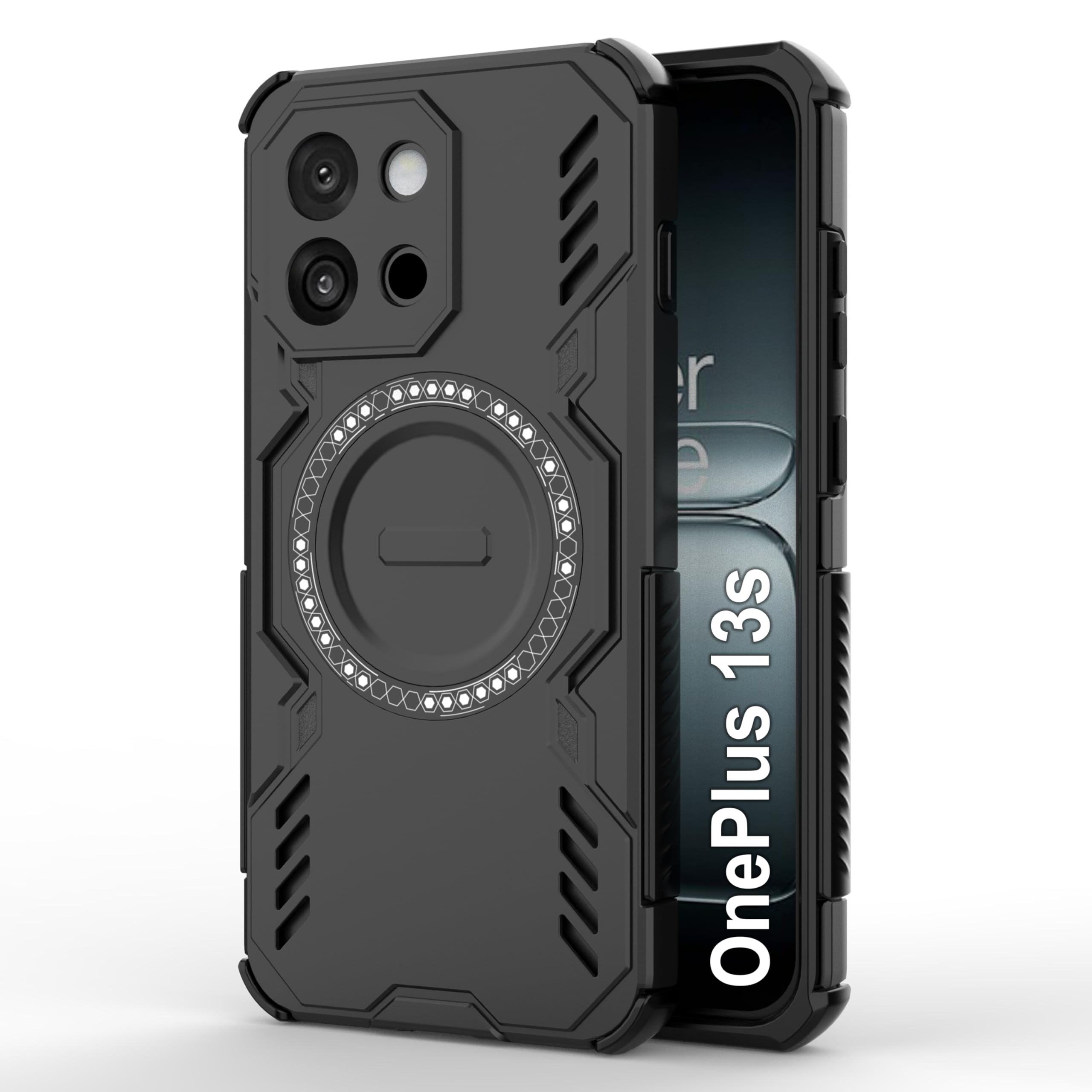 amazon basics Back Case Cover for OnePlus 13s | Magnetic Case with Built-in Metal Ring | Supports MagSafe Charger, Walle