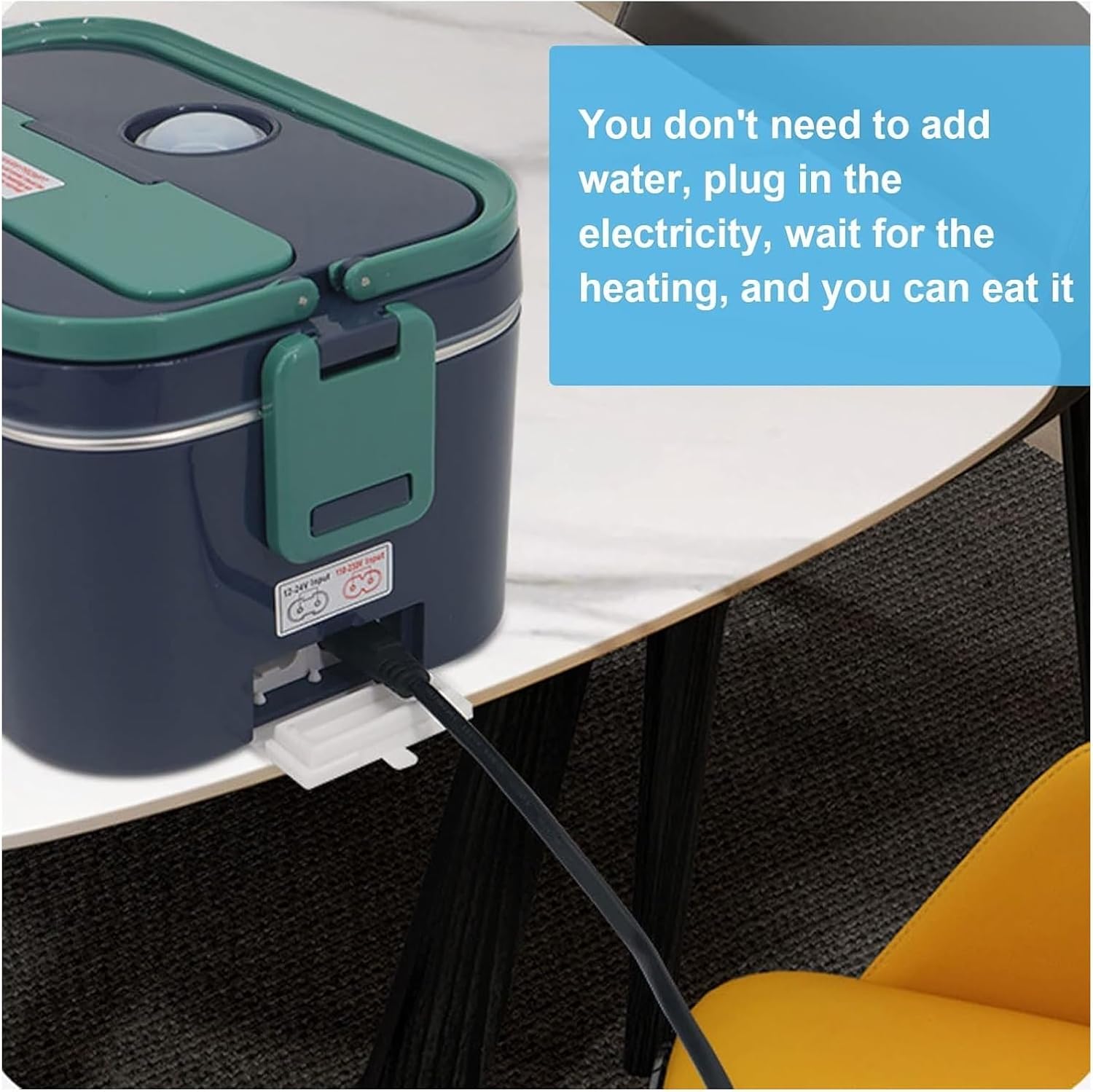 Electric Lunch Box, Heated Lunch Box, Electric Lunch Box Food Heater Car/truck/home/office With Carry Bag And Fork Spoon(Blue+white)