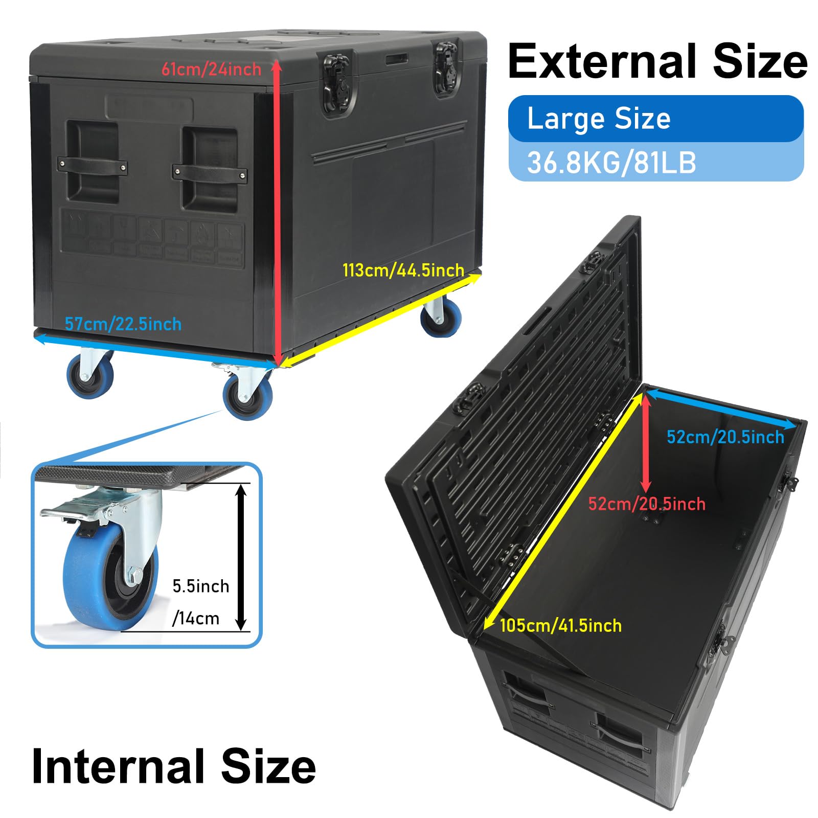 ECGOIOE Cable Trunk Road Case with Wheels 44