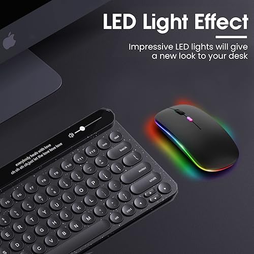 Miniatura 2 de Ratón inalámbrico LED, mouse silencioso inalámbrico recargable delgado, 2.4G, portátil, USB, inalámbrico, inalámbrico, con receptor USB para laptop,