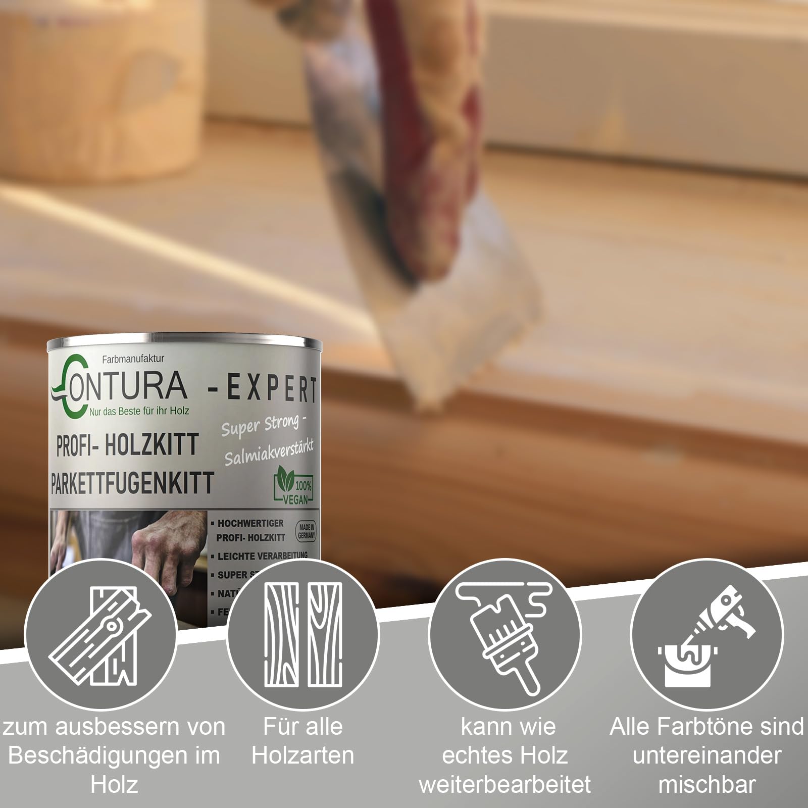 Faserverstärkter Holzkitt Spachtelmasse Extra Strong Schwarz