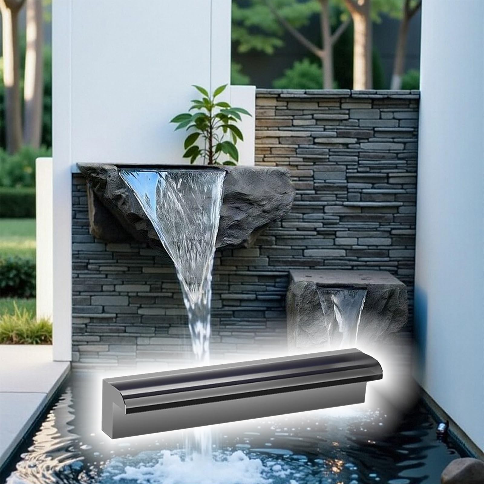 Cascade pour bassin de jardin et fontaine de piscine hors sol design