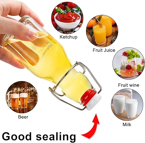 Miniatura 4 de Tebery Paquete de 15 botellas de cerveza de 5 onzas con tapas fáciles a prueba de fugas, botellas de cerveza de vidrio, botellas cuadradas para